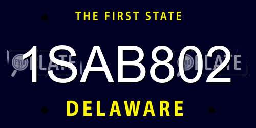 1SAB802 Delaware License Plate