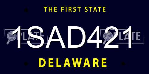 1SAD421 Delaware License Plate