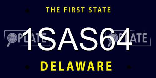 1SAS64 Delaware License Plate