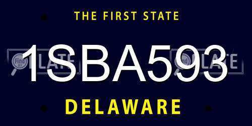 1SBA593 Delaware License Plate