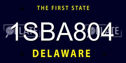 1SBA804 Delaware License Plate