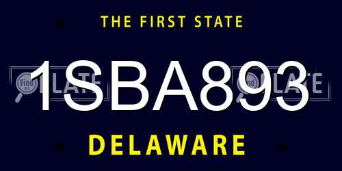 1SBA893 Delaware License Plate