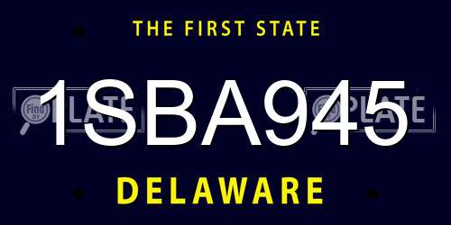 1SBA945 Delaware License Plate
