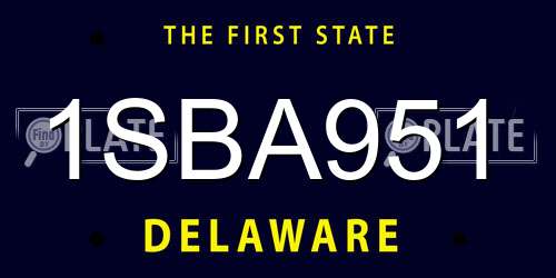 1SBA951 Delaware License Plate