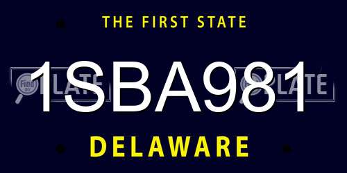 1SBA981 Delaware License Plate