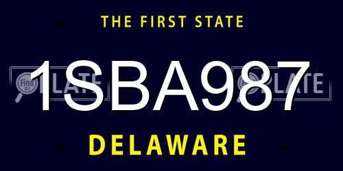 1SBA987 Delaware License Plate