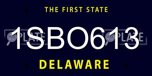1SBO613 Delaware License Plate