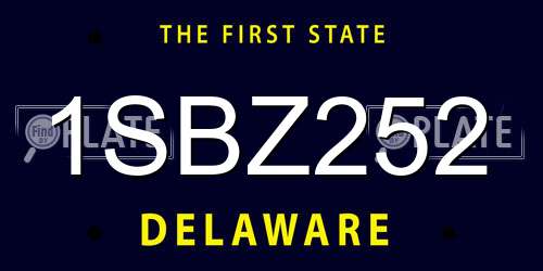 1SBZ252 Delaware License Plate