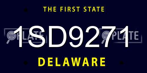 1SD9271 Delaware License Plate