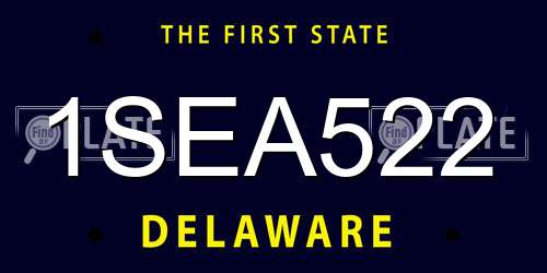 1SEA522 Delaware License Plate