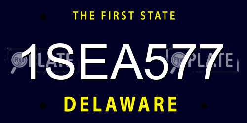 1SEA577 Delaware License Plate