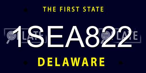 1SEA822 Delaware License Plate