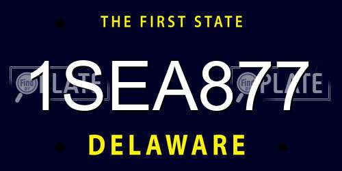 1SEA877 Delaware License Plate