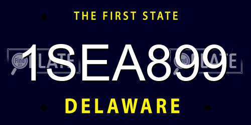 1SEA899 Delaware License Plate