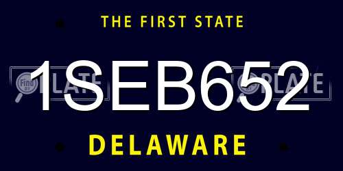 1SEB652 Delaware License Plate