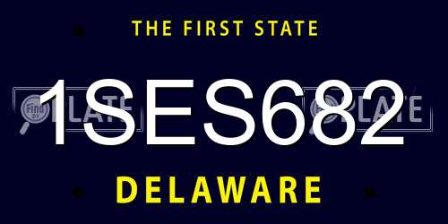 1SES682 Delaware License Plate