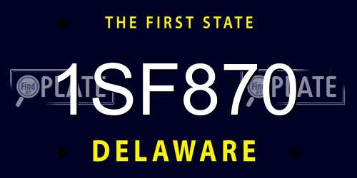 1SF870 Delaware License Plate