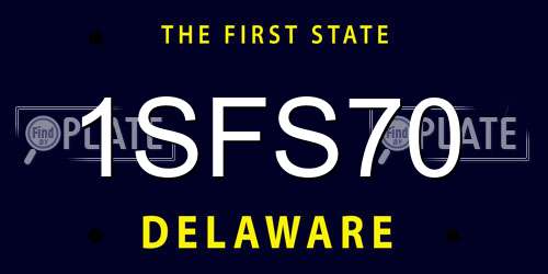 1SFS70 Delaware License Plate