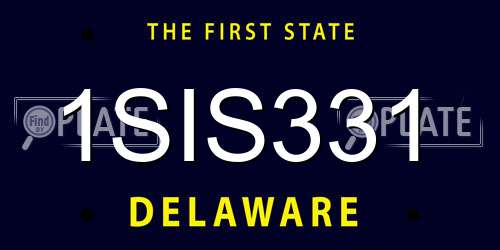1SIS331 Delaware License Plate