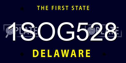 1SOG528 Delaware License Plate