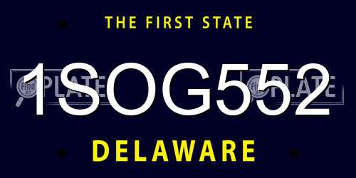 1SOG552 Delaware License Plate