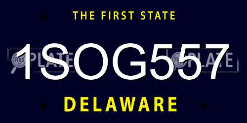 1SOG557 Delaware License Plate