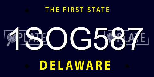 1SOG587 Delaware License Plate