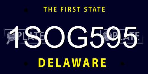 1SOG595 Delaware License Plate