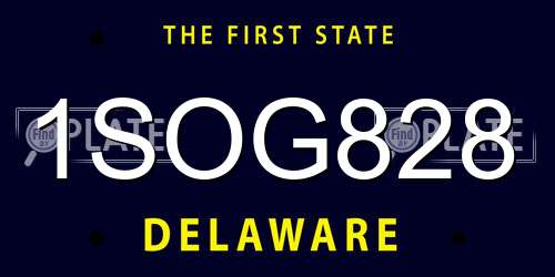 1SOG828 Delaware License Plate