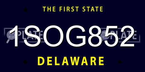 1SOG852 Delaware License Plate