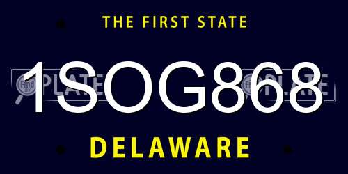 1SOG868 Delaware License Plate