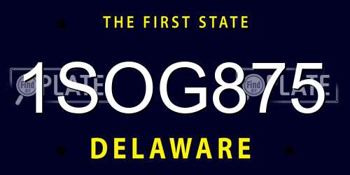1SOG875 Delaware License Plate