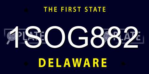 1SOG882 Delaware License Plate