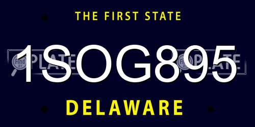 1SOG895 Delaware License Plate