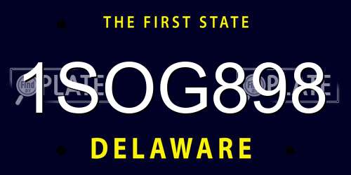1SOG898 Delaware License Plate