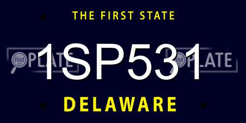 1SP531 Delaware License Plate