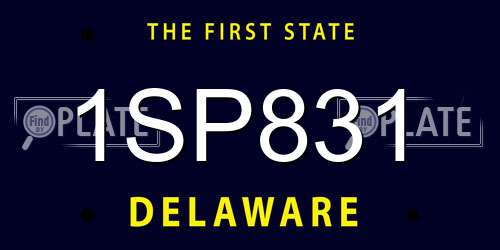 1SP831 Delaware License Plate
