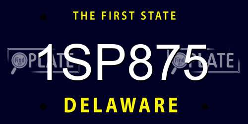 1SP875 Delaware License Plate