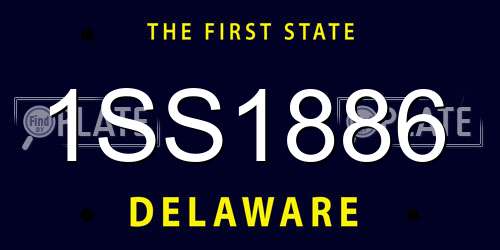 1SS1886 Delaware License Plate