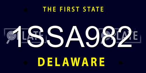 1SSA982 Delaware License Plate