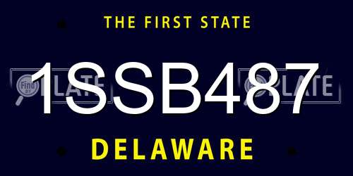 1SSB487 Delaware License Plate
