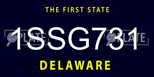 1SSG731 Delaware License Plate