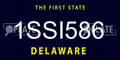 1SSI586 Delaware License Plate