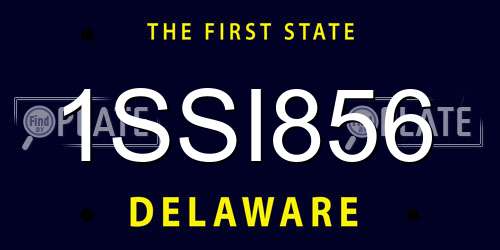 1SSI856 Delaware License Plate