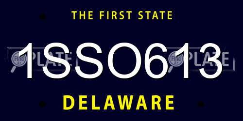 1SSO613 Delaware License Plate