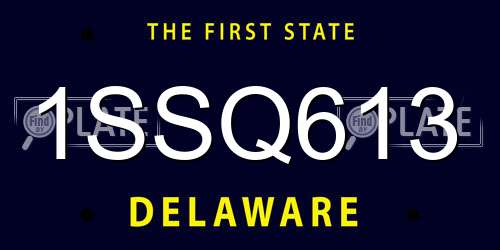 1SSQ613 Delaware License Plate