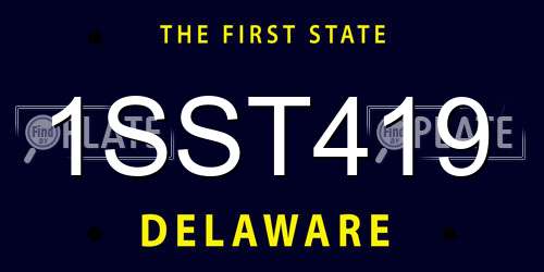 1SST419 Delaware License Plate