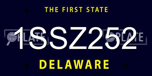 1SSZ252 Delaware License Plate