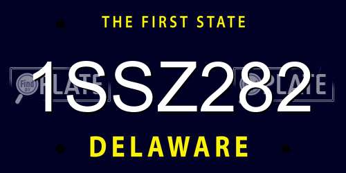 1SSZ282 Delaware License Plate