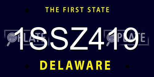 1SSZ419 Delaware License Plate
